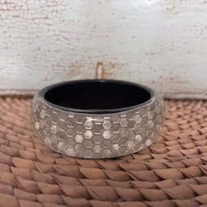 Textured Silver Bangle Bracelet